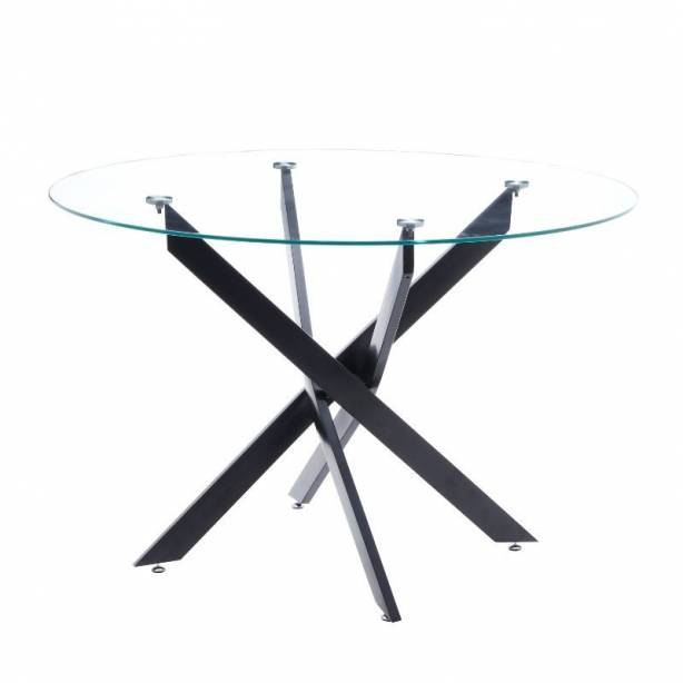 Mesa comedor Cristal - Metal Negro 110x74x110