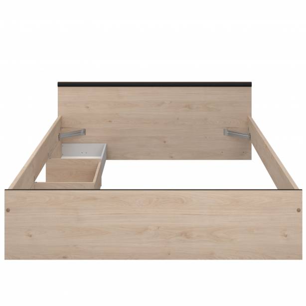 Cama Juvenil Melamina Madera claro - Negro 146x59x193