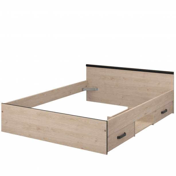 Cama Juvenil Melamina Madera claro - Negro 146x59x193
