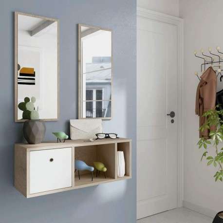 Espejo Incluido Dimensiones 19 x 95 x 26 cm HABITMOBEL Mueble de Recibidor con cajón