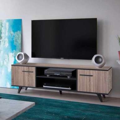 Mesa TV roble y negro